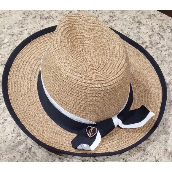 Juicy Couture Accessories - Juicy Couture Sun Hat Women's One Size Faux Straw Ribbon And Charm, So Cute!!